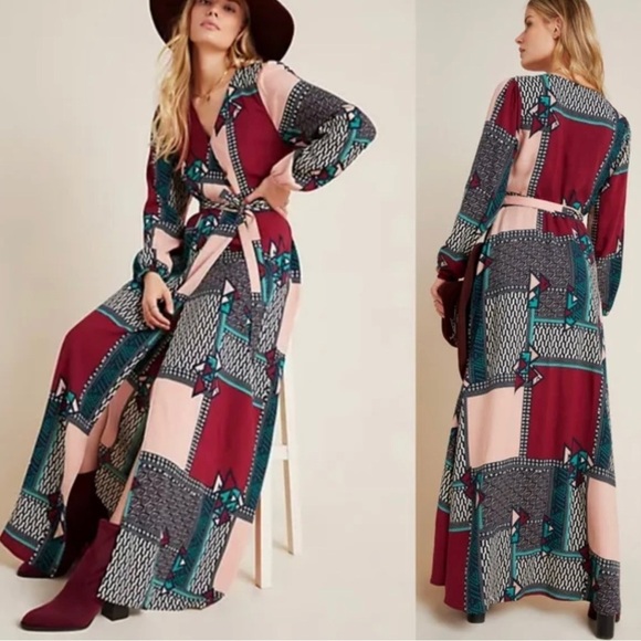 Anthropologie Porridge Virginia Wrap Maxi Dress Size Medium - Picture 1 of 7